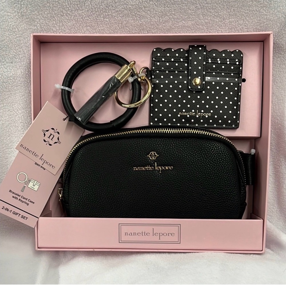 Nanette Lepore 2 In 1 Gift Set  Belt Bag & Bracelet Card Case With Keyring NIB